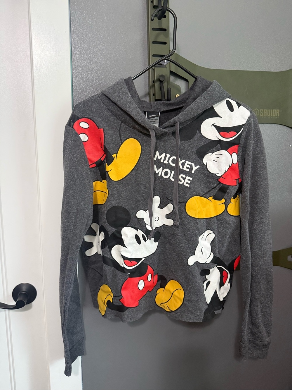 Disney Women’s Mickey Mouse Hoodie - Gray with Red & Yellow Accents